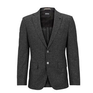Hugo Boss Men Slim Fit Gray Jacket Micro Pattern Wool Silk Blend RP $645 Sz 40R